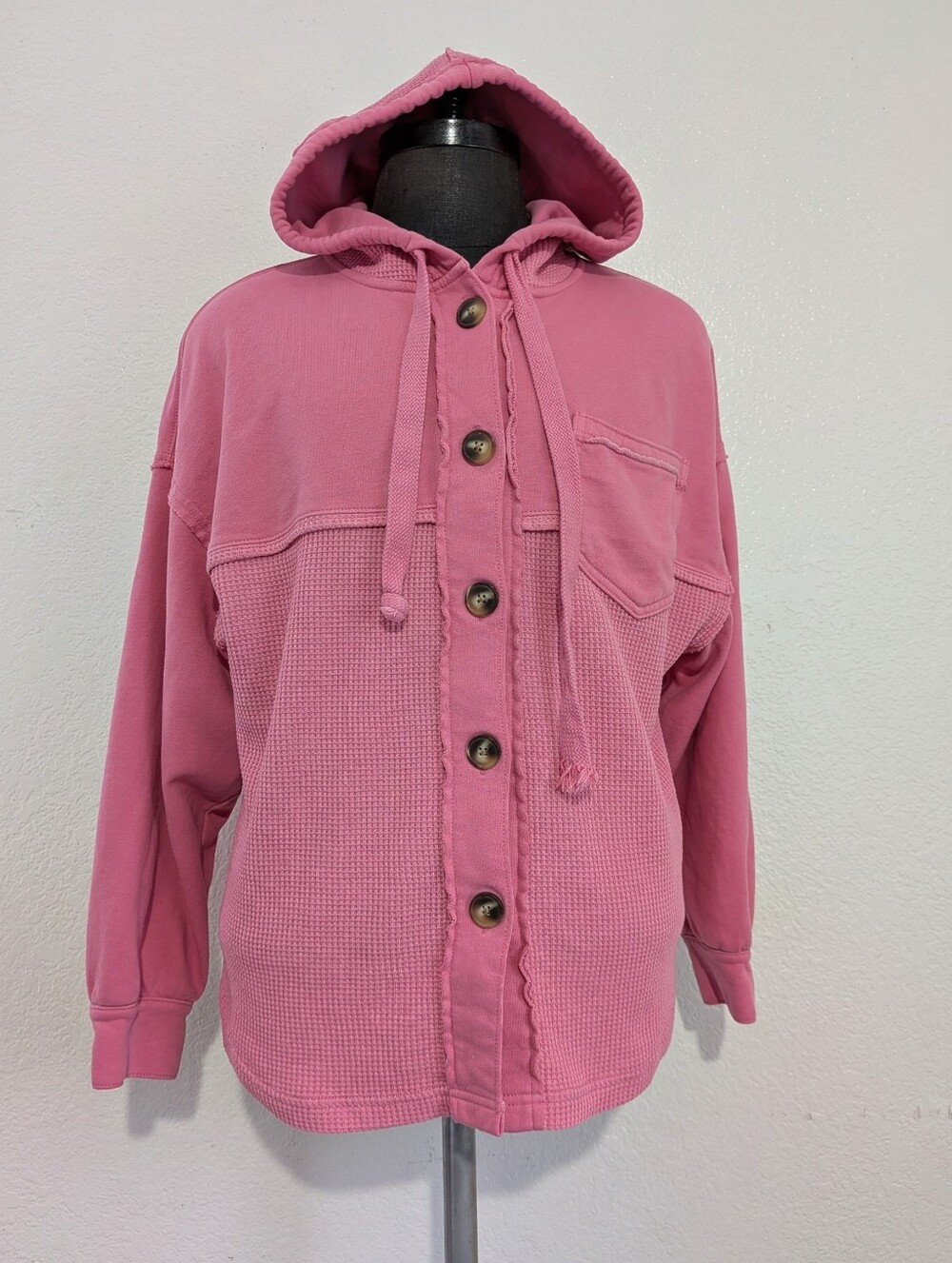 American Eagle Outfitters Pink Hooded Button-Front Bomber Jacket Size XS/S